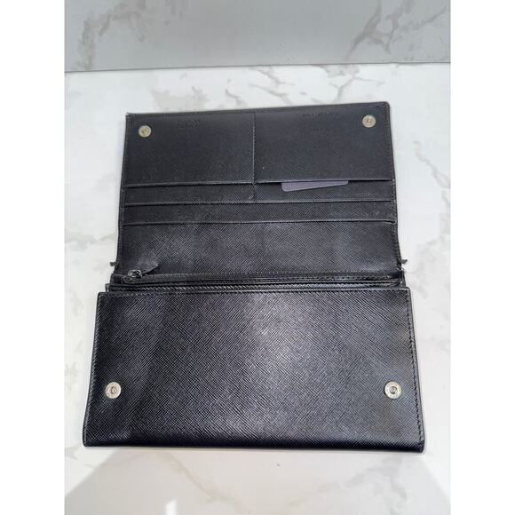 Prada Saffiano Continental Flap Wallet in Black - Picture 6 of 12